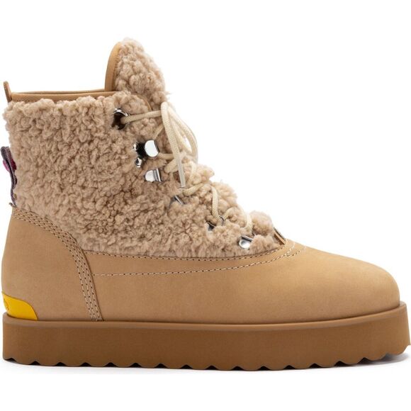 Larroude Vail US 11 Snow Boots Sand Nubuck Leather Faux Fur Waterproof NIB $415 - Picture 3 of 15